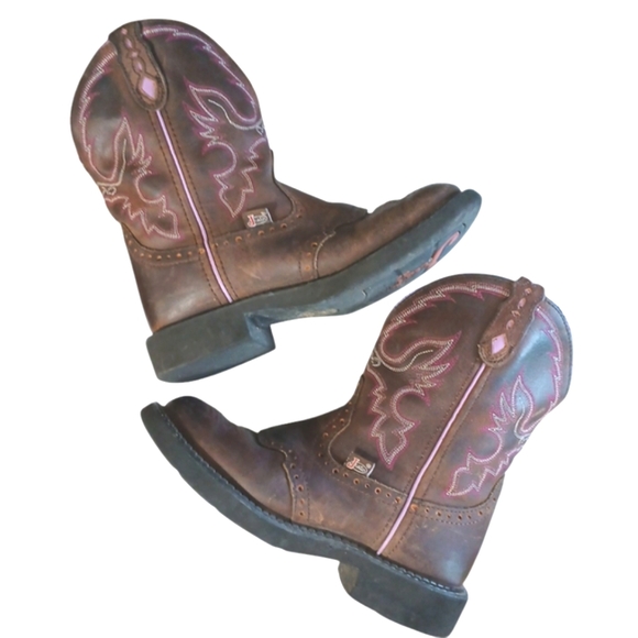 Justin Boots Gypsy Collection Western Pull-on Cowboy Boot Size 6 Brown & Pink 6 - Picture 14 of 14